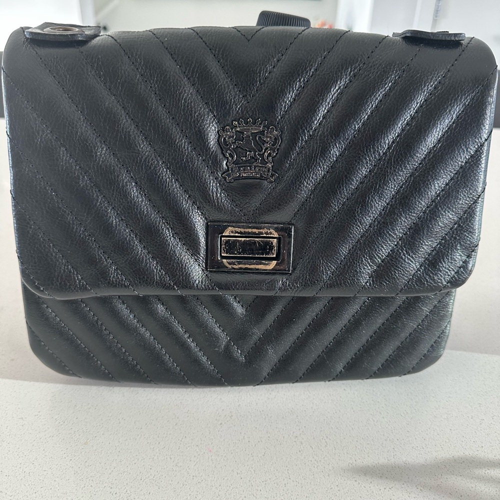 Pratesi Firenze Elegant Black Quilted Bag genuine leather made in Italy